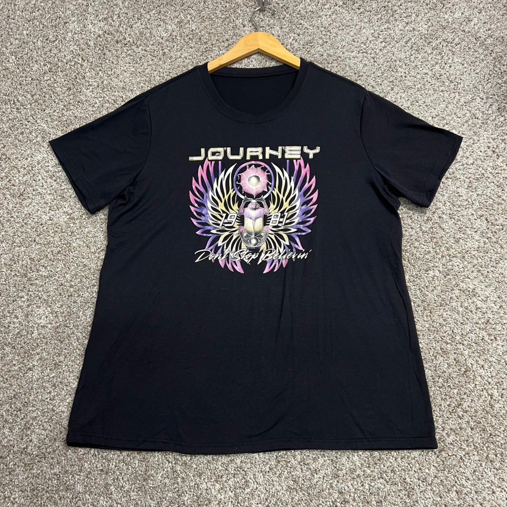 Journey Don't Stop Believin' 1981 Graphic T-Shirt Black Rock Band Tee